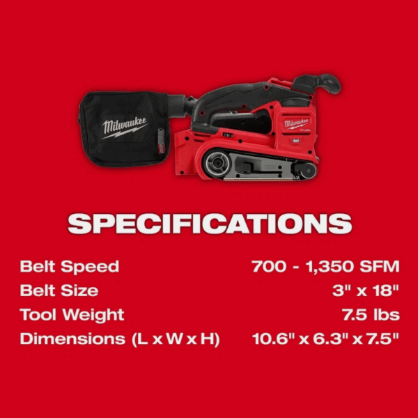 Lijadora de banda Milwaukee 2832-20 M18 FUEL 3" x 18" – Potencia inalámbrica para acabados profesionales - Image 2