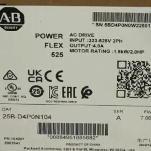 Imagen del Allen-Bradley PowerFlex 525 25B-D4P0N104, variador de frecuencia de 2 HP a 480 V.