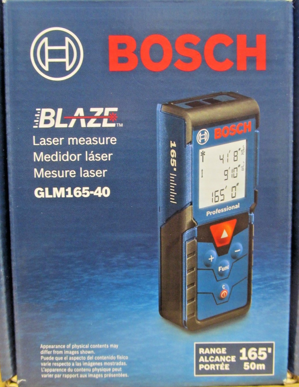 Imagen del Bosch Blaze Pro GLM165-40, medidor láser de distancia con alcance de 165 ft (50 m).