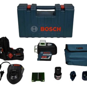 Imagen del Bosch GLL3-330CG, nivel láser verde de tres planos 360° con batería de 12 V.