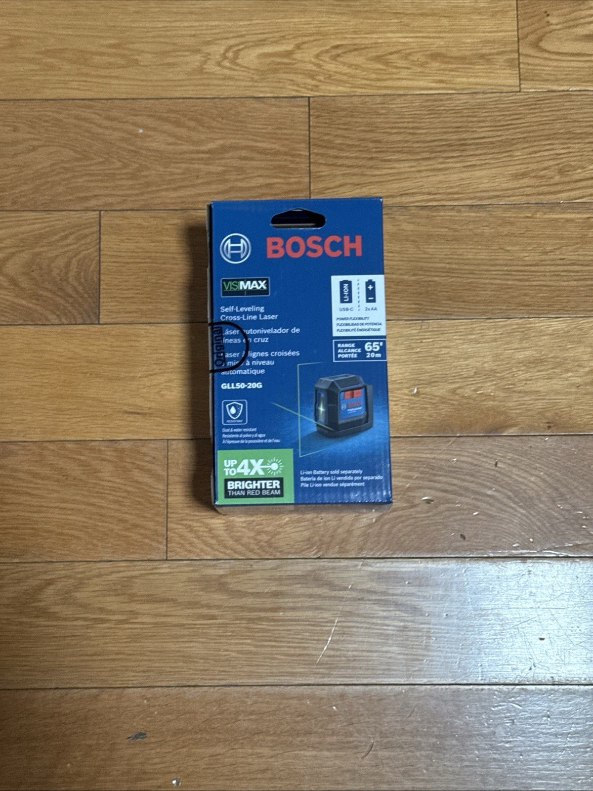 Imagen del Bosch GLL50-20G, nivel láser verde autonivelante de líneas cruzadas con alcance de 20 m.