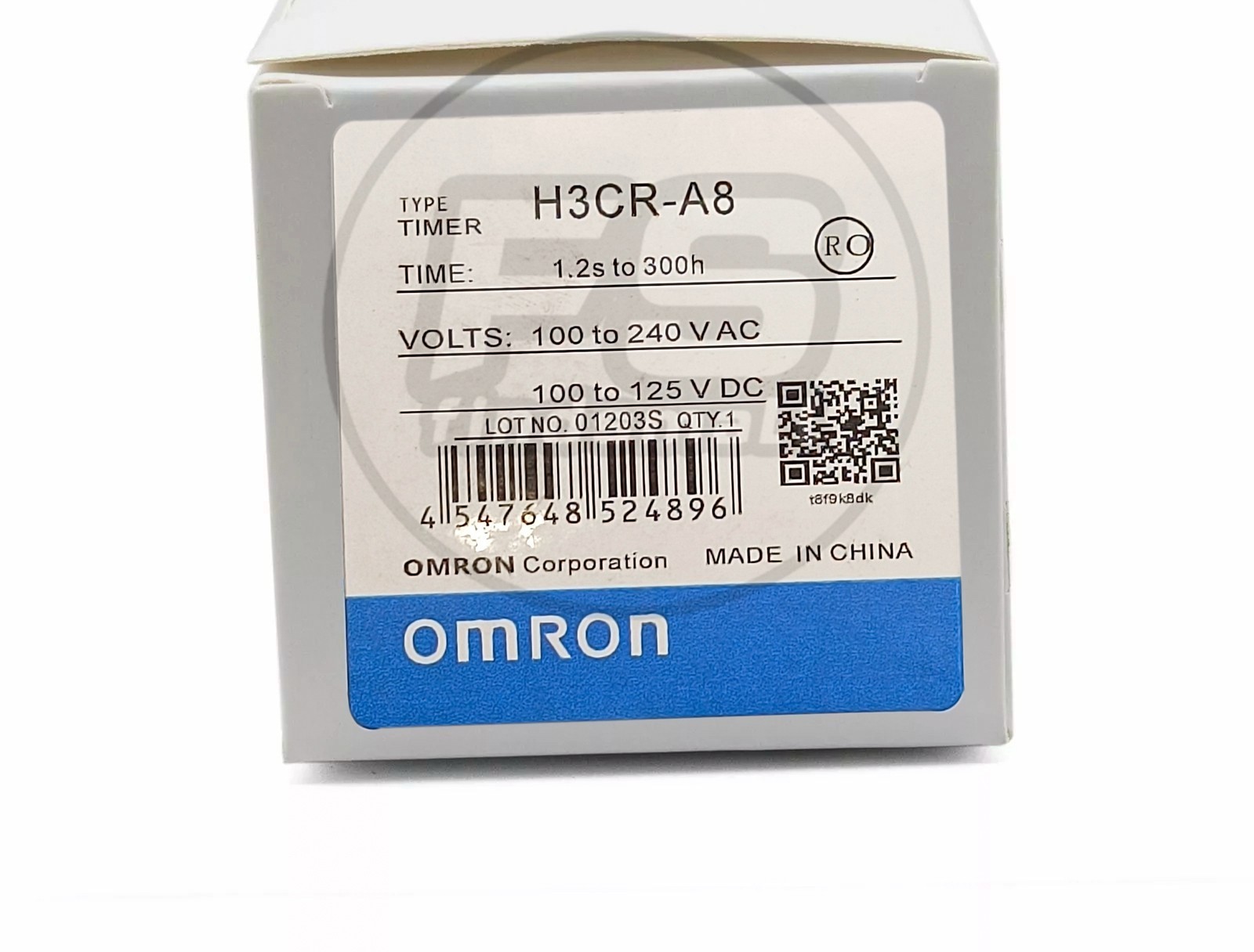 Imagen del Omron H3CR-A8, temporizador analógico multifunción de 8 pines para tableros de control.